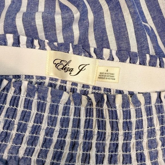 Eliza J - Striped Off-Shoulder Blue Dress - Picture 8 of 8